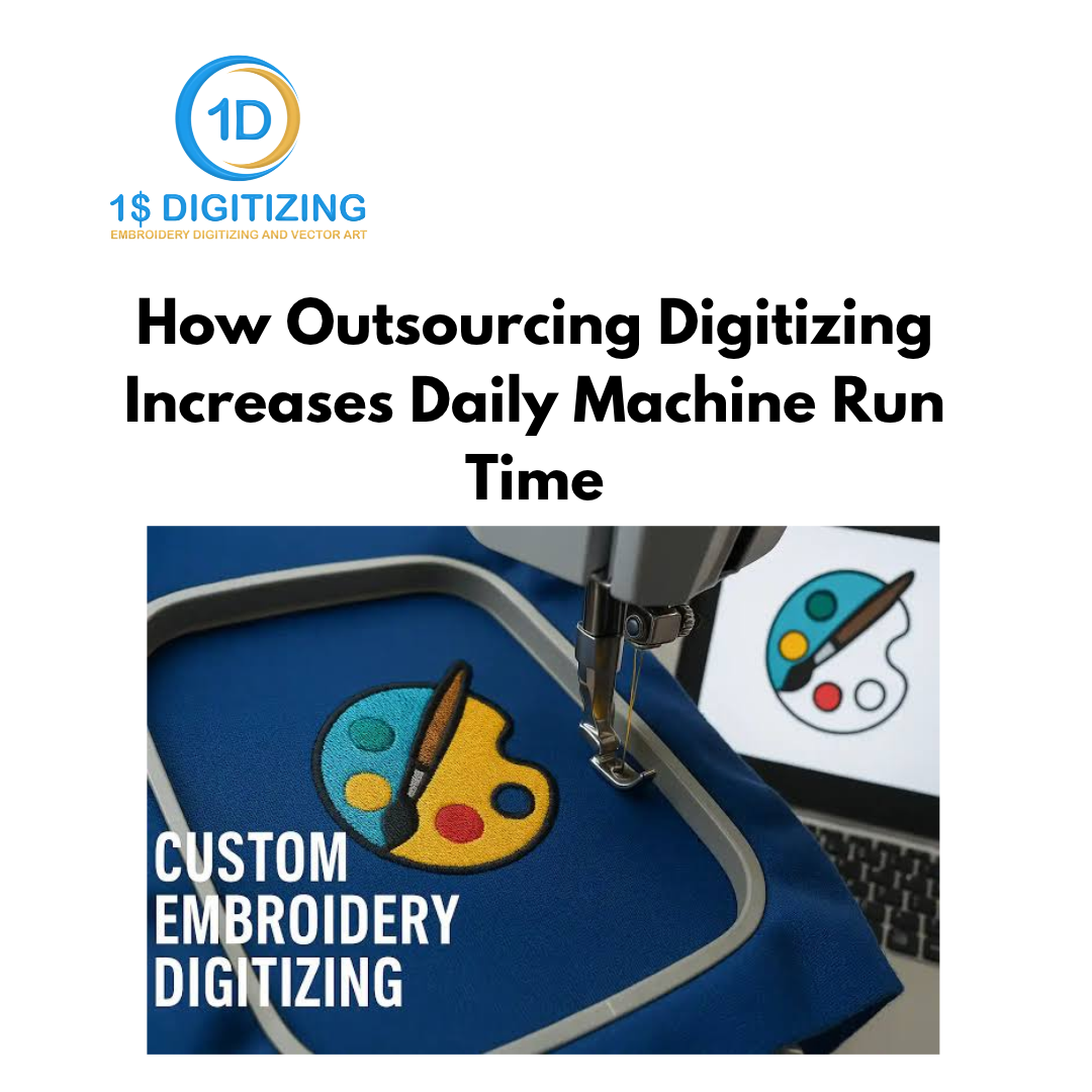 Multi-head embroidery machine running full production — outsourced digitizing files reduce thread breaks and increase daily machine run time