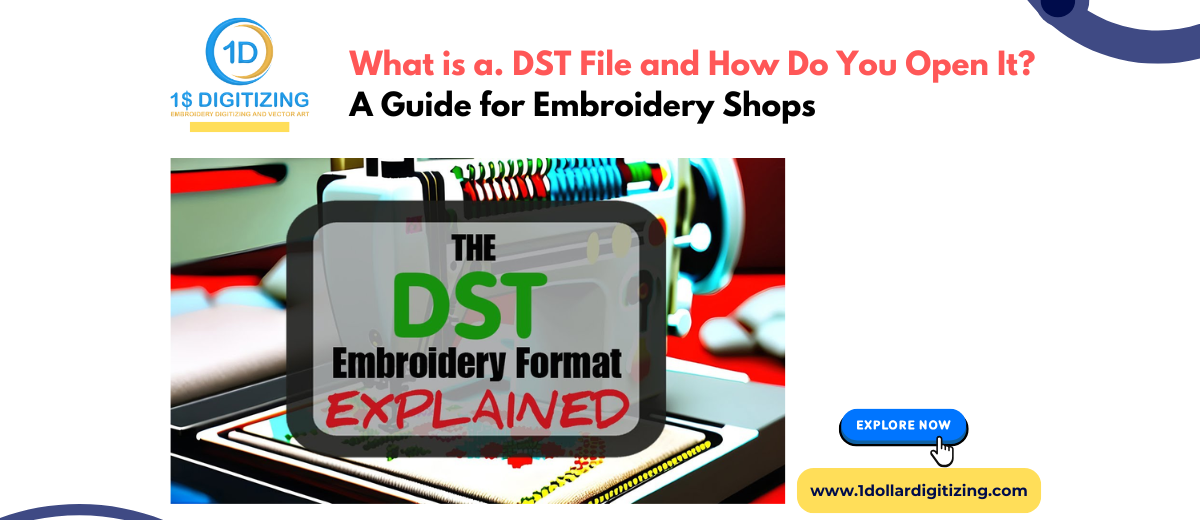 Embroidery machine stitching a DST file design — commercial embroidery production example